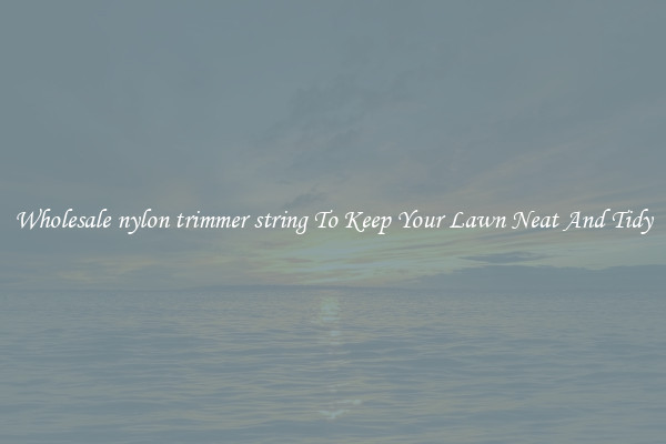 Wholesale nylon trimmer string To Keep Your Lawn Neat And Tidy