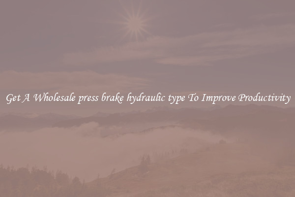 Get A Wholesale press brake hydraulic type To Improve Productivity