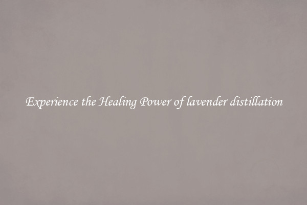 Experience the Healing Power of lavender distillation