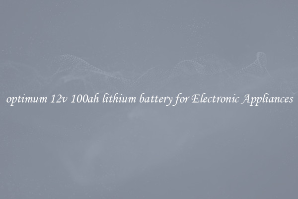 optimum 12v 100ah lithium battery for Electronic Appliances