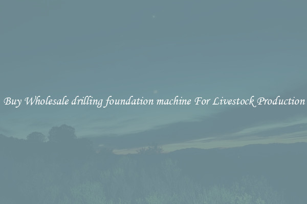 Buy Wholesale drilling foundation machine For Livestock Production