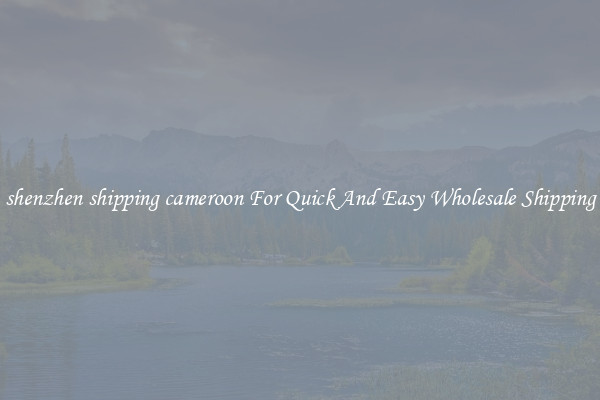 shenzhen shipping cameroon For Quick And Easy Wholesale Shipping